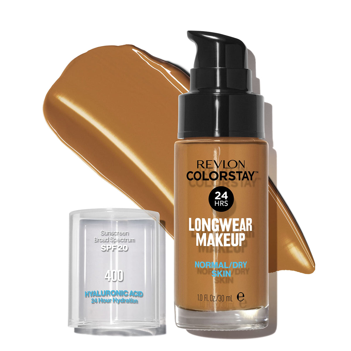 Revlon Liquid Foundation, ColorStay Face Makeup for Normal & Dry Skin, SPF 20, Longwear Medium-Full Coverage with Natural Finish, 400 Caramel, 1 fl oz Beauty & Personal Care REVLON