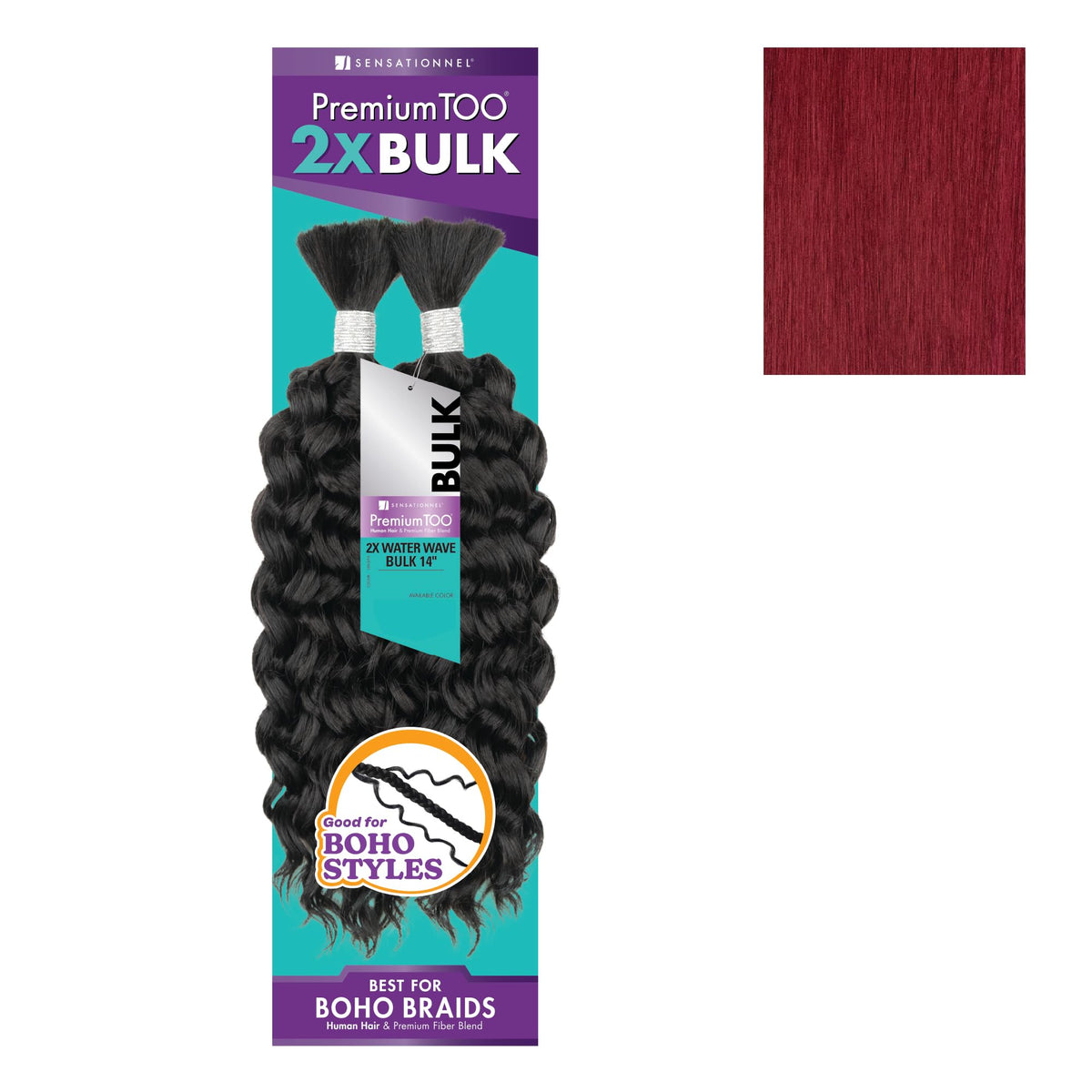 Sensationnel PremiumToo Bulk Weaving-2X Water Wave,1pk 14in, BG BURGUNDY