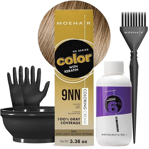 MOEHAIR Hair Coloring Kit | 9NN Permanent Hair Color (Very Light Blonde Intense), 20 Volume Developer 6%, Coloring Brush, Gloves & Mixing Bowl| Beauty & Personal Care MOEHAIR