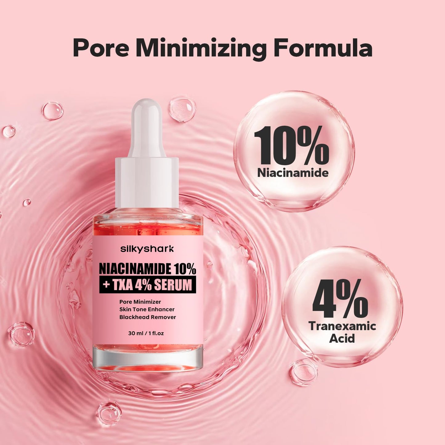 SilkyShark Niacinamide Serum (1 Fl Oz), 10% Niacinamide + 4% Tranexamic Acid Serum, Face Serums for Pore Minimizing, Dark Spots, Blackhead Removal Beauty & Personal Care SilkyShark