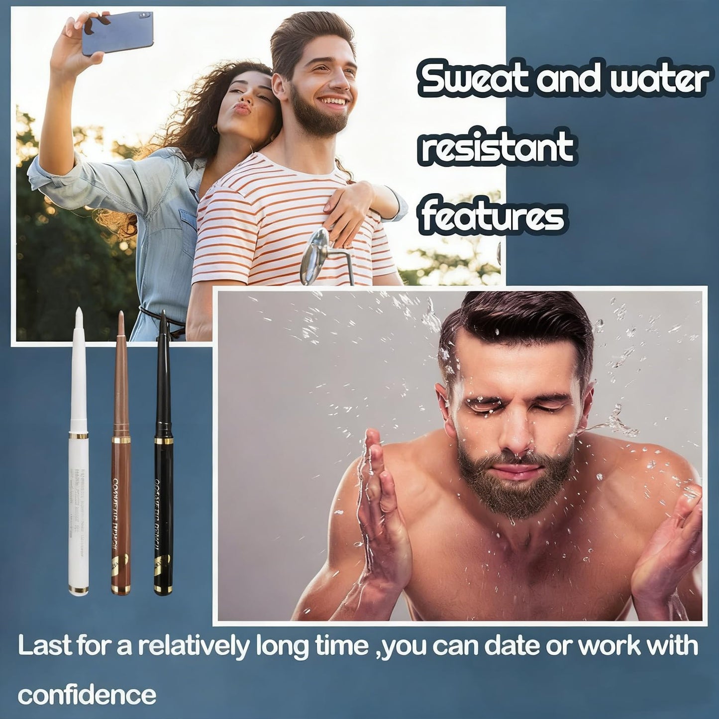 Beard Filler Pen, 3 Pieces Beard Contour Pencils, Enhance and Color Facial Hair (White, Black, Brown) Beauty and Personal Care Brrnoo