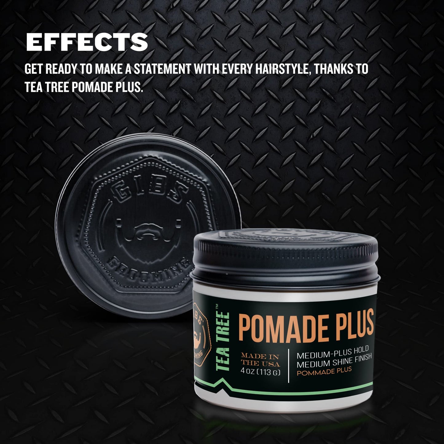GIBS Tea Tree Pomade Plus, Medium-Plus Hold with Medium to High Shine, Clean ingredients and Made in USA, 4 oz Beauty & Personal Care GIBS