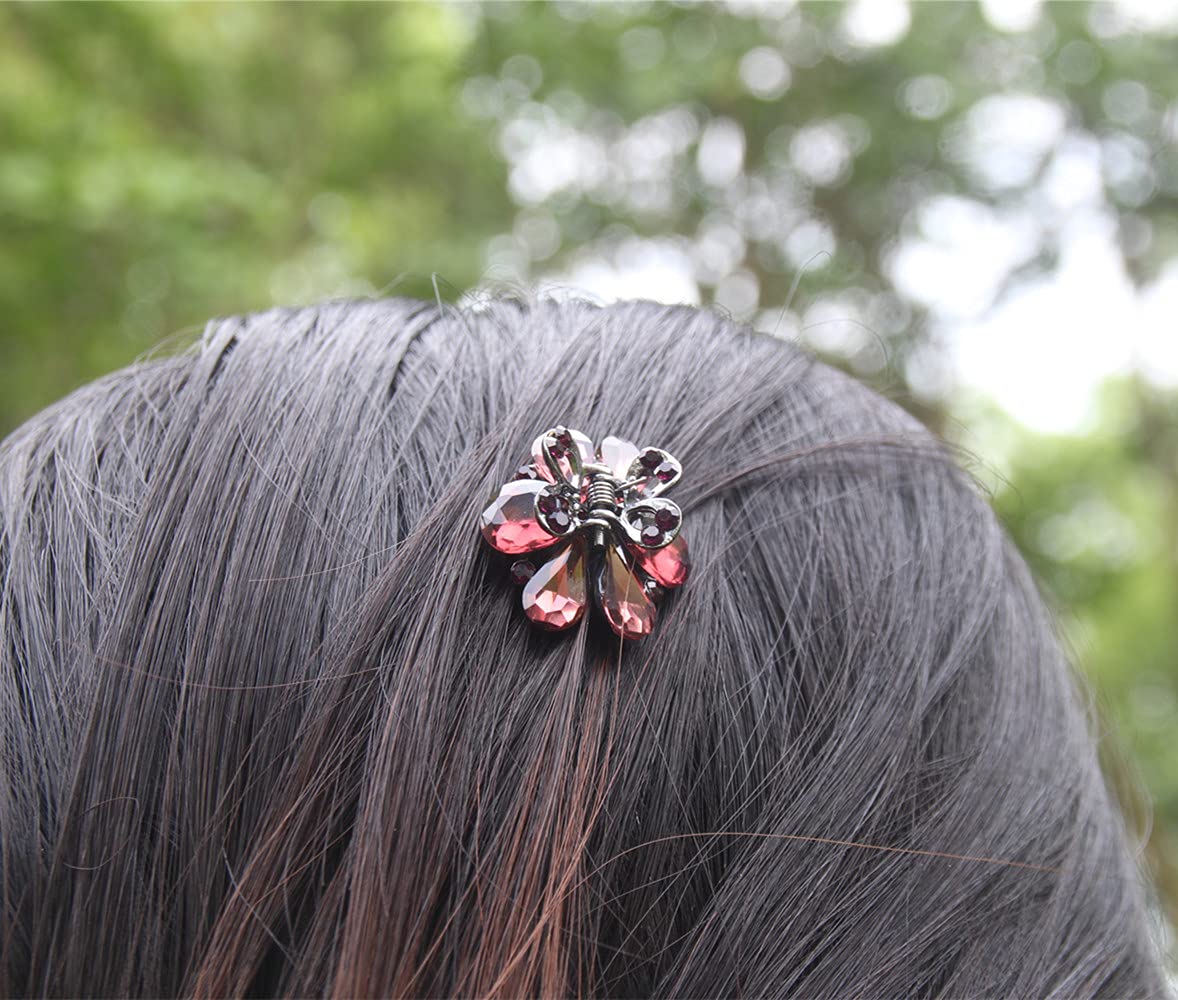 Carede 1.2 inch Rhinestone Butterfly Claw Hair Clips Hair Clamp,Crystal Bow Hair Jaw Clip Barrettes for Girls Women,Pack of 6 Beauty & Personal Care Carede