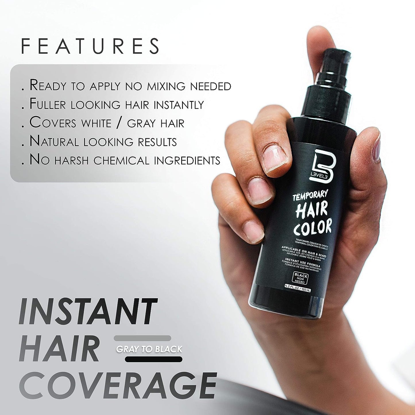 L3 - Level 3 Temporary Beard Color - For Black Hair Beards - Full Beard in Minutes - Easy to Apply and No Mixing Required (4.2 Oz, 2) Beauty & Personal Care L3