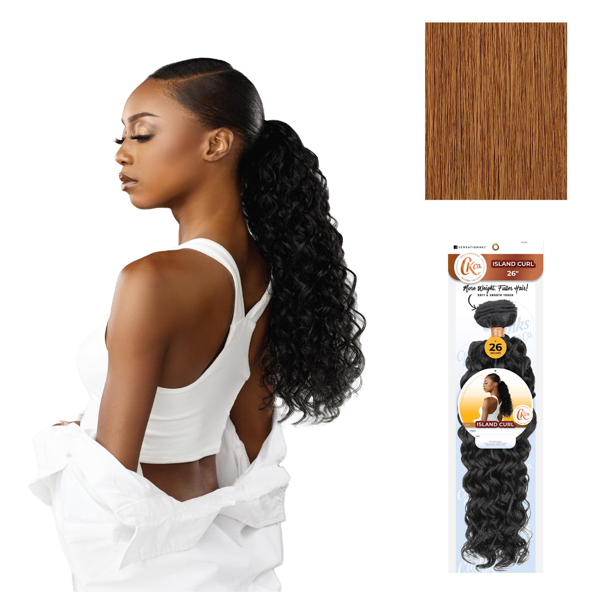 Sensationnel CKCO Synthetic Bundle-Island Curl,26 inch, 30 LIGHTAUBURN