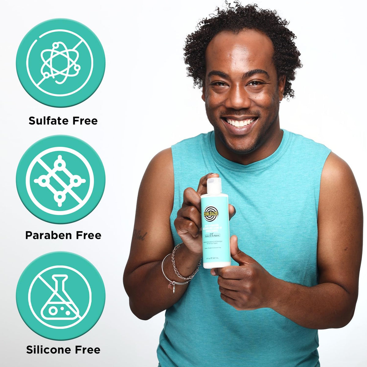 Curldaze Silky Hydration Detangling Leave-In Conditioner with Kukui Oil and Agave, Vitamin A, C, and E, Moisturizes, and Manages Hair, Minimizes