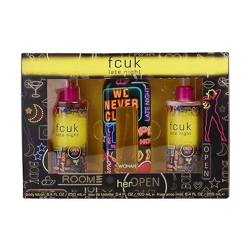 FCUK LATE NIGHT By French Connection For Women Edt Spray 3.4 Oz & Body Lotion 8.4 Oz & Fragrance Mist 8.4 Oz Beauty & Personal Care FCUK