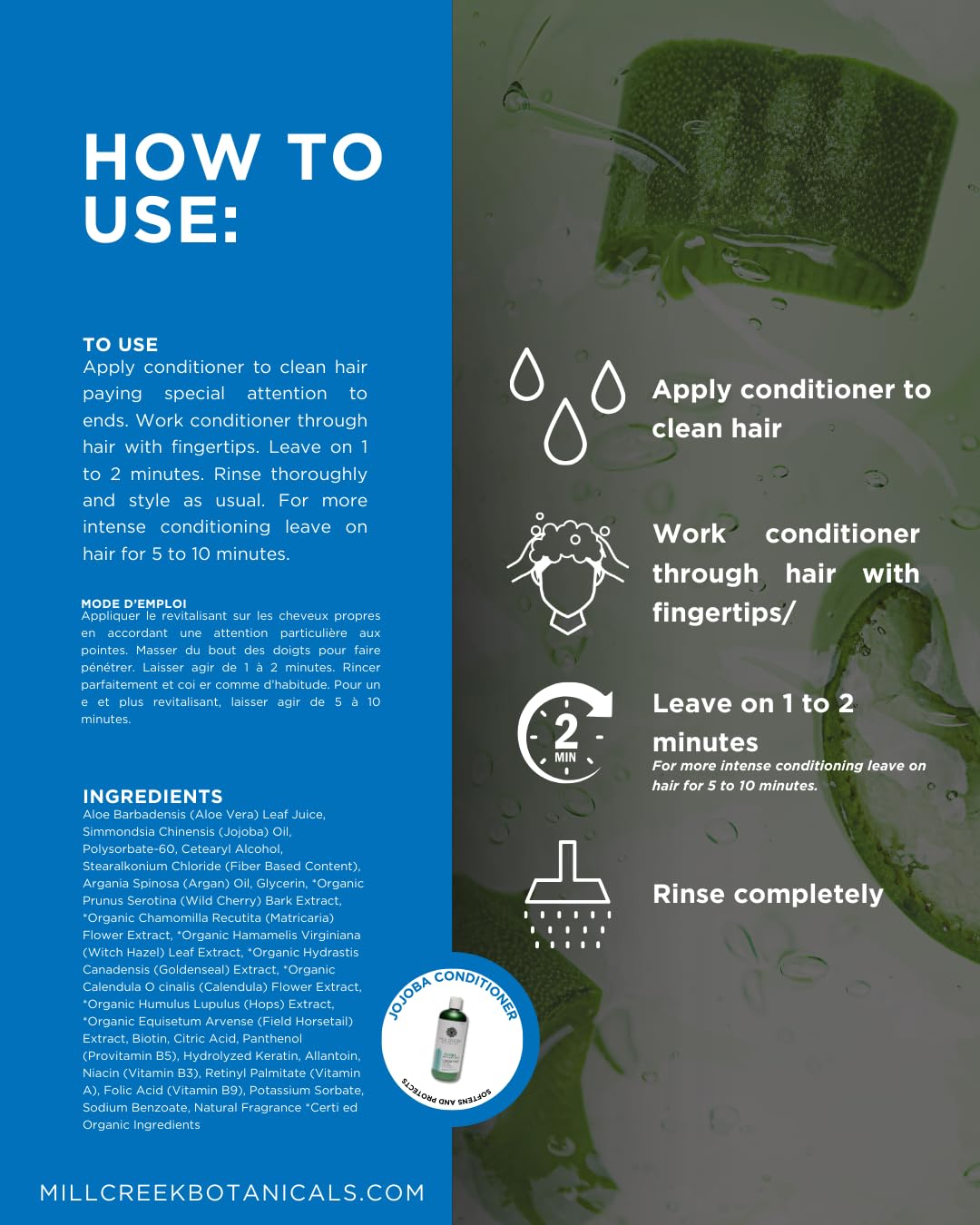 Mill Creek Jojoba Conditioner (Natural & Organic) - 14 fl. oz. (414 ml)
