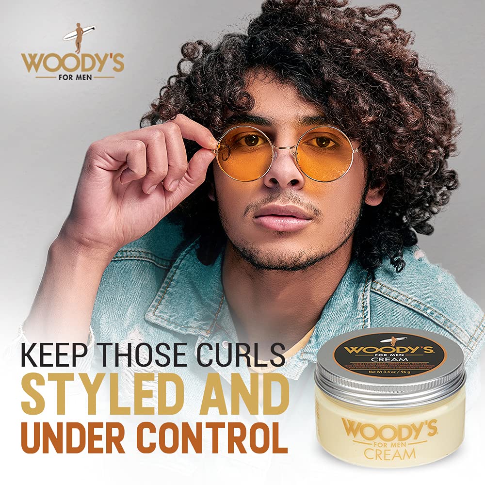Woody's Styling Cream for Men, Controls Curly/Wavy Hair, Water-Soluble Mild Hold, Healthy Shine, 3.4 oz Beauty & Personal Care Woody's