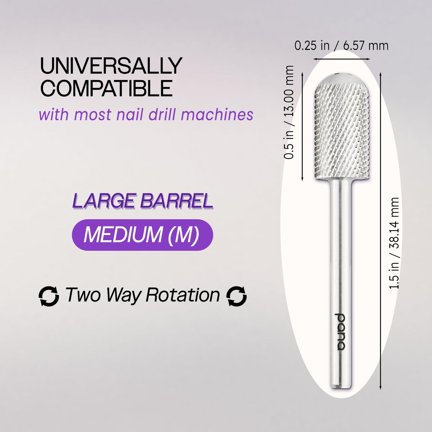 PANA 3/32" Large Smooth Round Top Safety Carbide Nail Drill Bit for Gel Polish & Acrylic Removal Nail Salon Manicure Pedicure Electric File Tools Beauty and Personal Care PANA