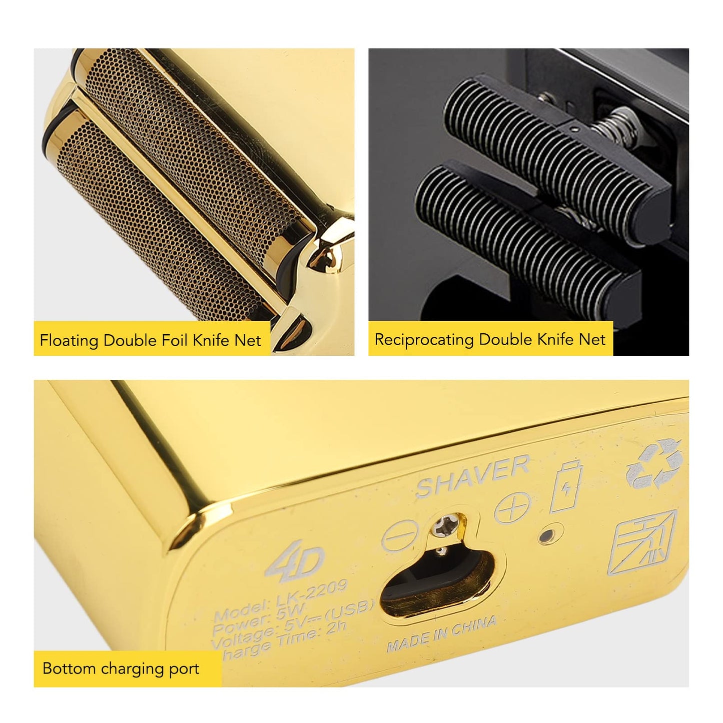 RTLR Multifunction Shaver, Powerful Portable Electric Shaver with Low Noise, USB Charging, Gold Beauty and Personal Care RTLR