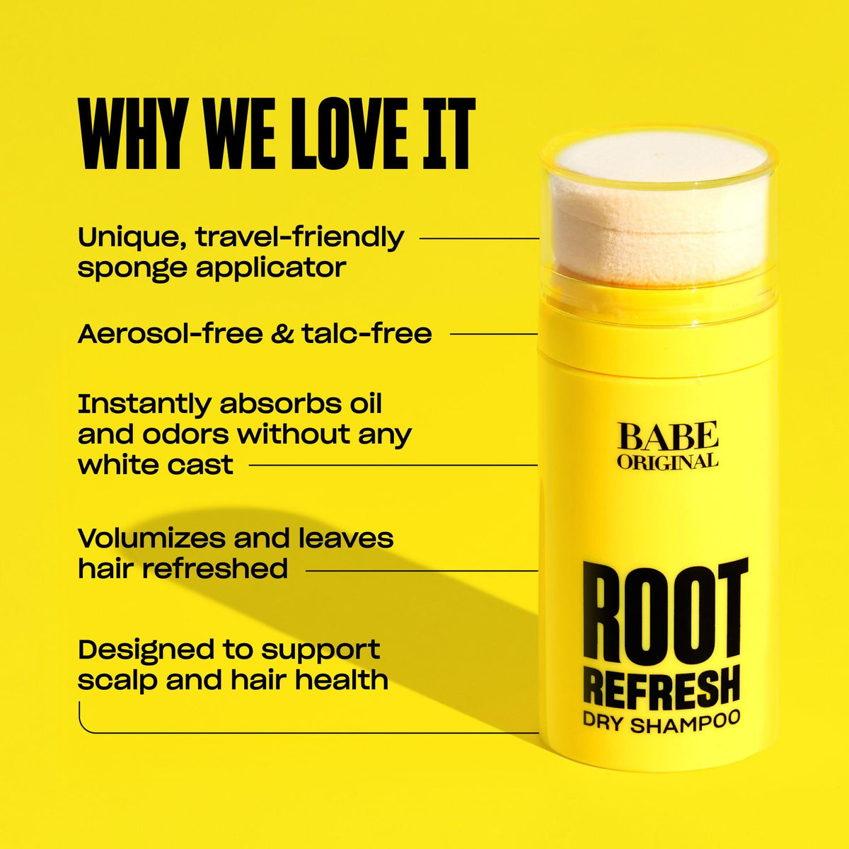 BABE ORIGINAL Root Refresh Dry Shampoo Powder for Clean & Volumized Hair| Instantly Absorb Oil & Odor | Aerosol-Free & Talc-Free | Travel-Friendly |