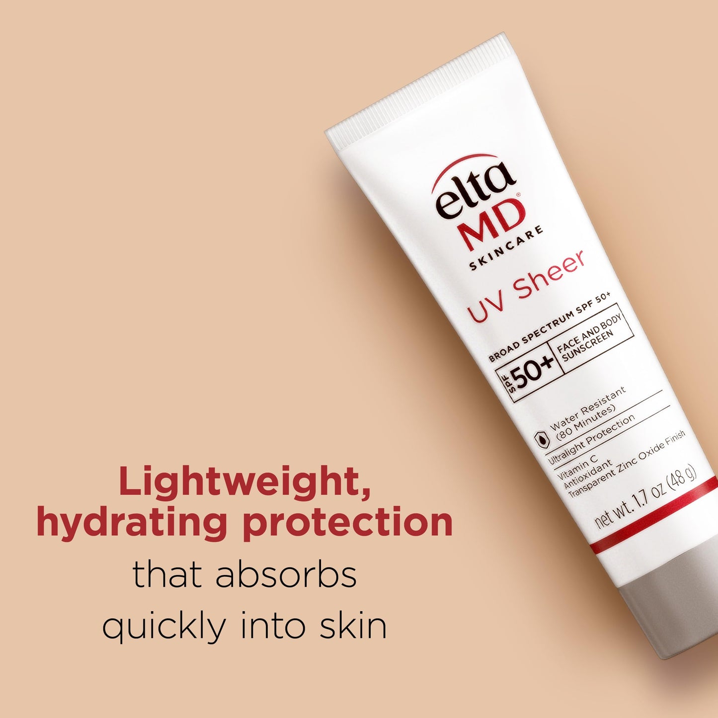 EltaMD UV Sheer Face and Body Sunscreen SPF 50+, Oil Free, No White Cast Sunscreen for Face and Body, Zinc Oxide Formula, 1.7 oz Tube Beauty & Personal Care EltaMD