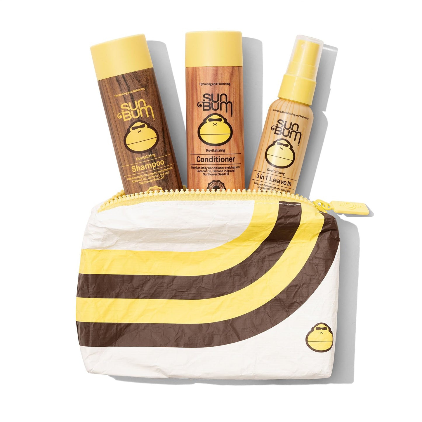 Sun Bum Hair Care Travel Essentials Kit - Revitalize Your Hair With Revitalizing Shampoo, Conditioner, and 3-in-1 Leave In Treatment - Includes Aloha Beauty & Personal Care Sun Bum