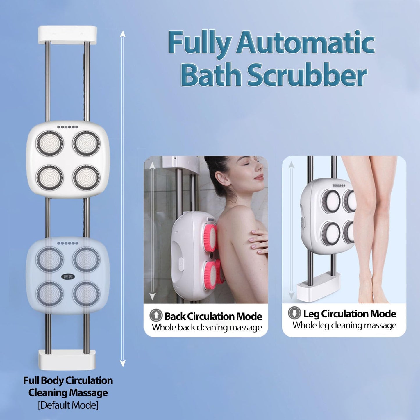 QUGURLID Electric Wall-Mounted Body Leg Brush,Automatic Rotation Wall-Mounted Shower Back Brush,6 Intensities,3 Modes for Exfoliation Beauty and Personal Care QUGURLID