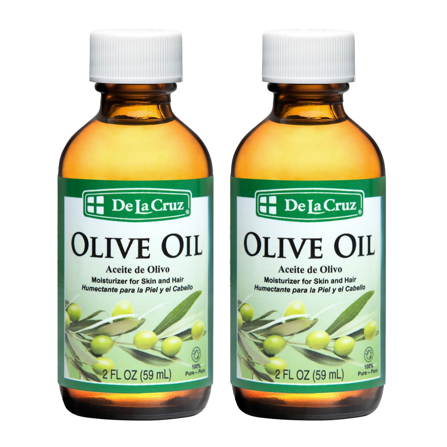De La Cruz Pure Olive Oil - Natural Expeller Pressed Olive Oil for Hair and Skin - Lightweight Body Oil for Dry Skin 2 Fl Oz (2 Bottles) Beauty & Personal Care De La Cruz