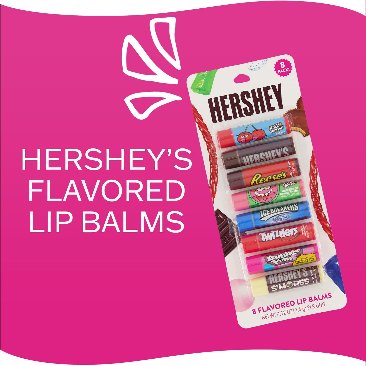 Taste Beauty for Hershey's Chocolate & Candy Flavored Lip Balms - 8 Pack Favorite Candies Flavor Beauty and Personal Care Taste Beauty