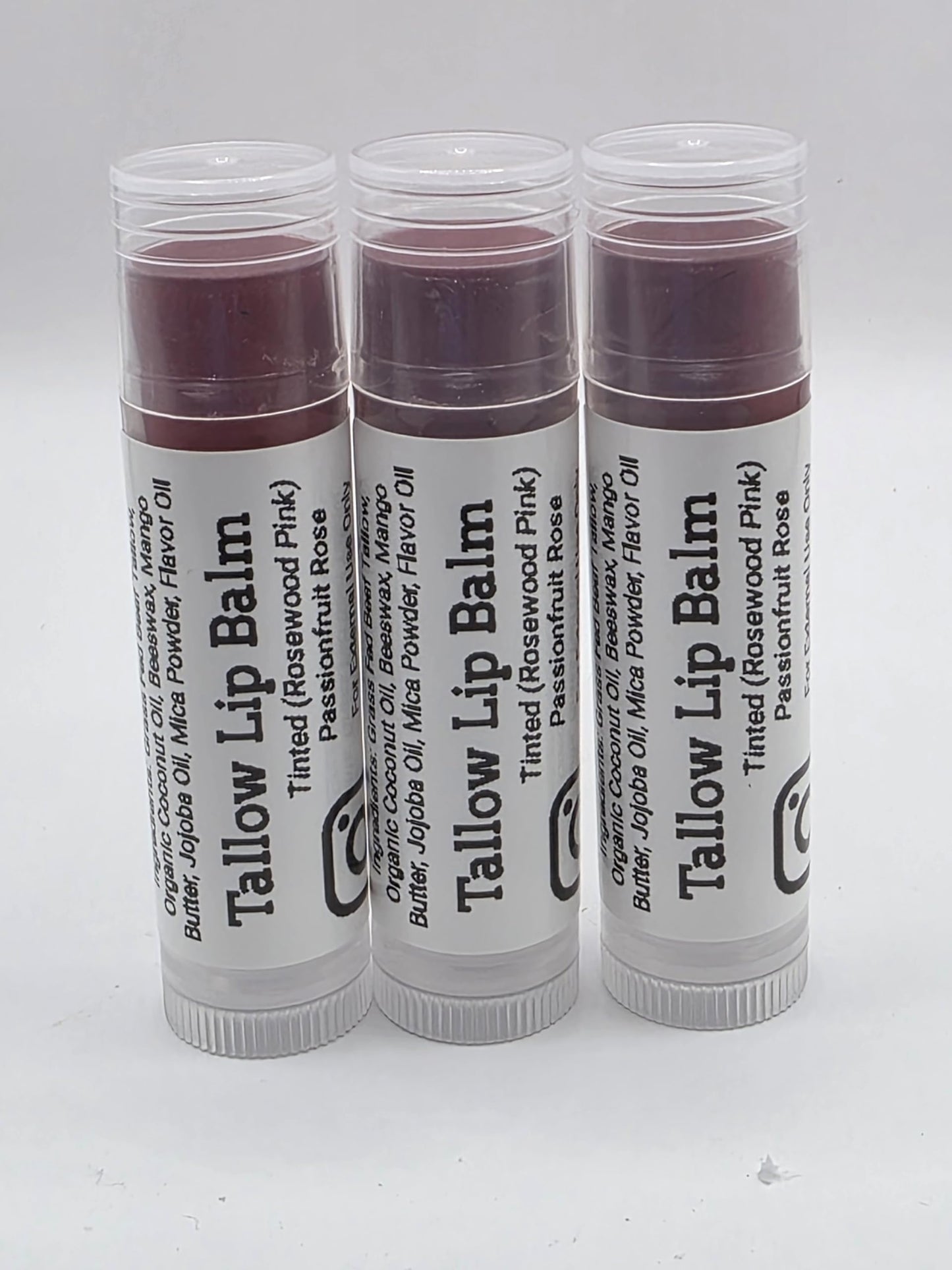 Tinted Tallow Lip Balm (3 Pack) (Tinted Rosewood Pink) Passionfruit Rose Scent Handmade Grass Fed Beef Tallow Lip Balm with Nourishing Oils Beauty and Personal Care Pilgrimage Vibes