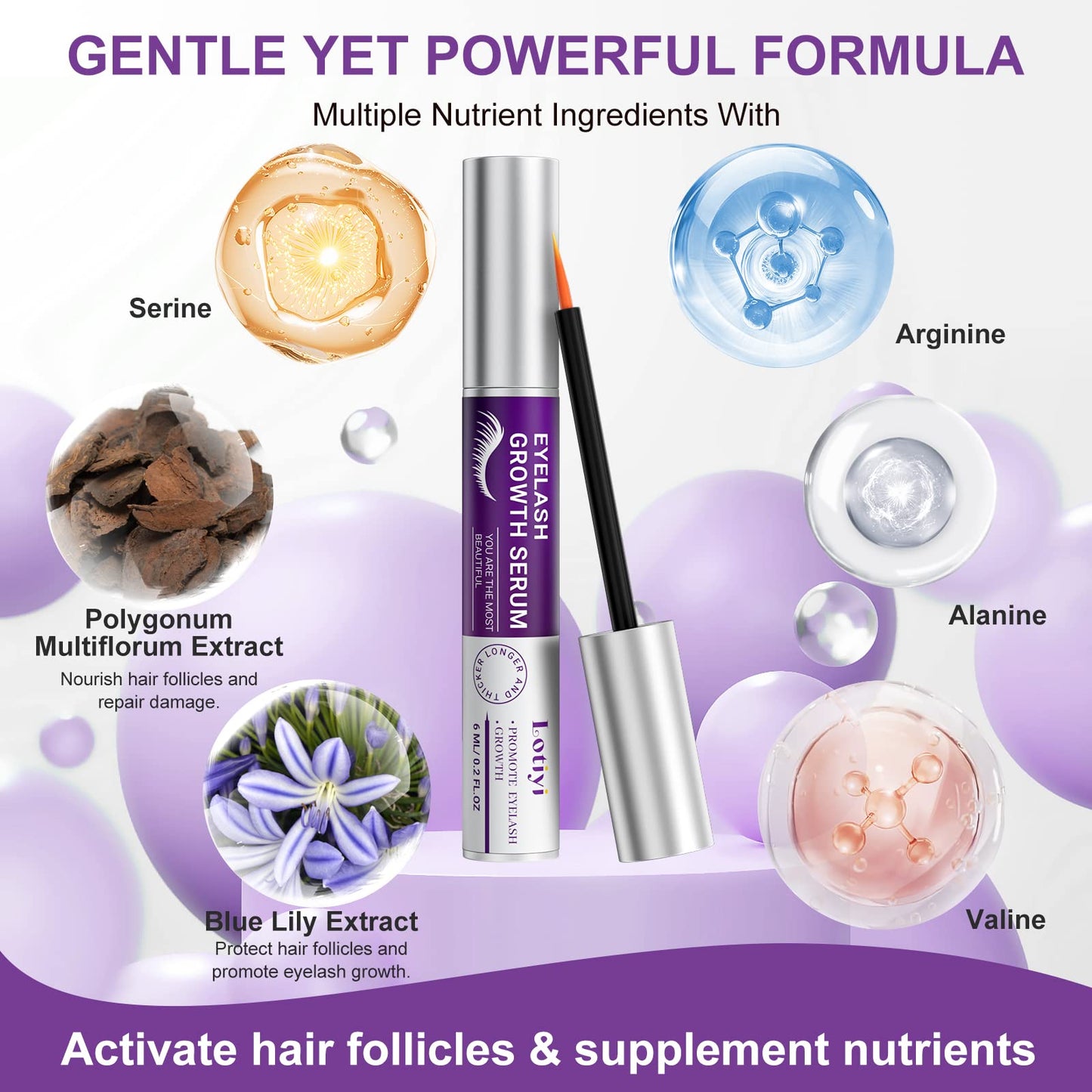 LOTIYI Eyelashes Growth Serum -6ml Eyelash Growth Serum for Natural Lashes & Extensions & Eyebrows, Thicker, Fuller & Longer Looking Beauty & Personal Care LOTIYI