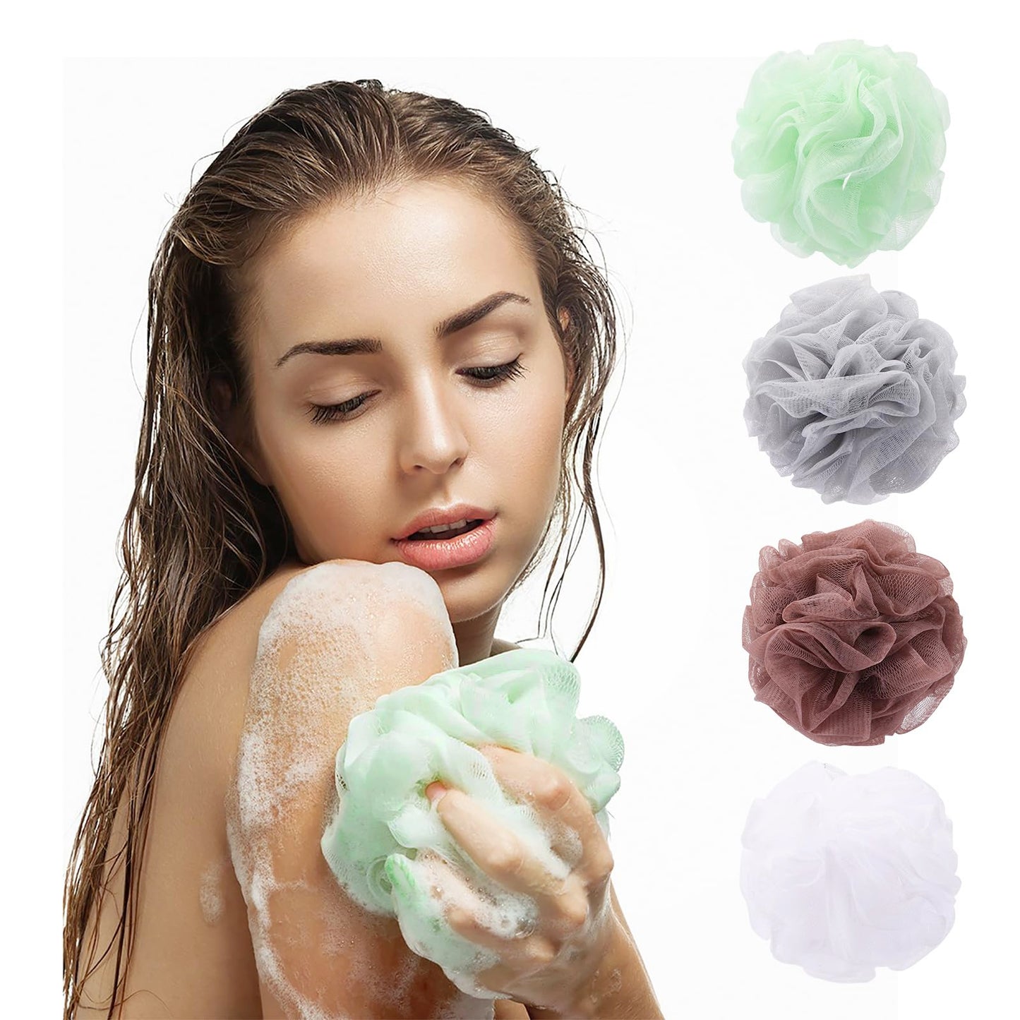 8 Small Mesh Pouf Bath Sponge - Mesh Loofah Body Exfoliating Shower Ball Shower Sponge Beauty & Personal Care Tbestmax