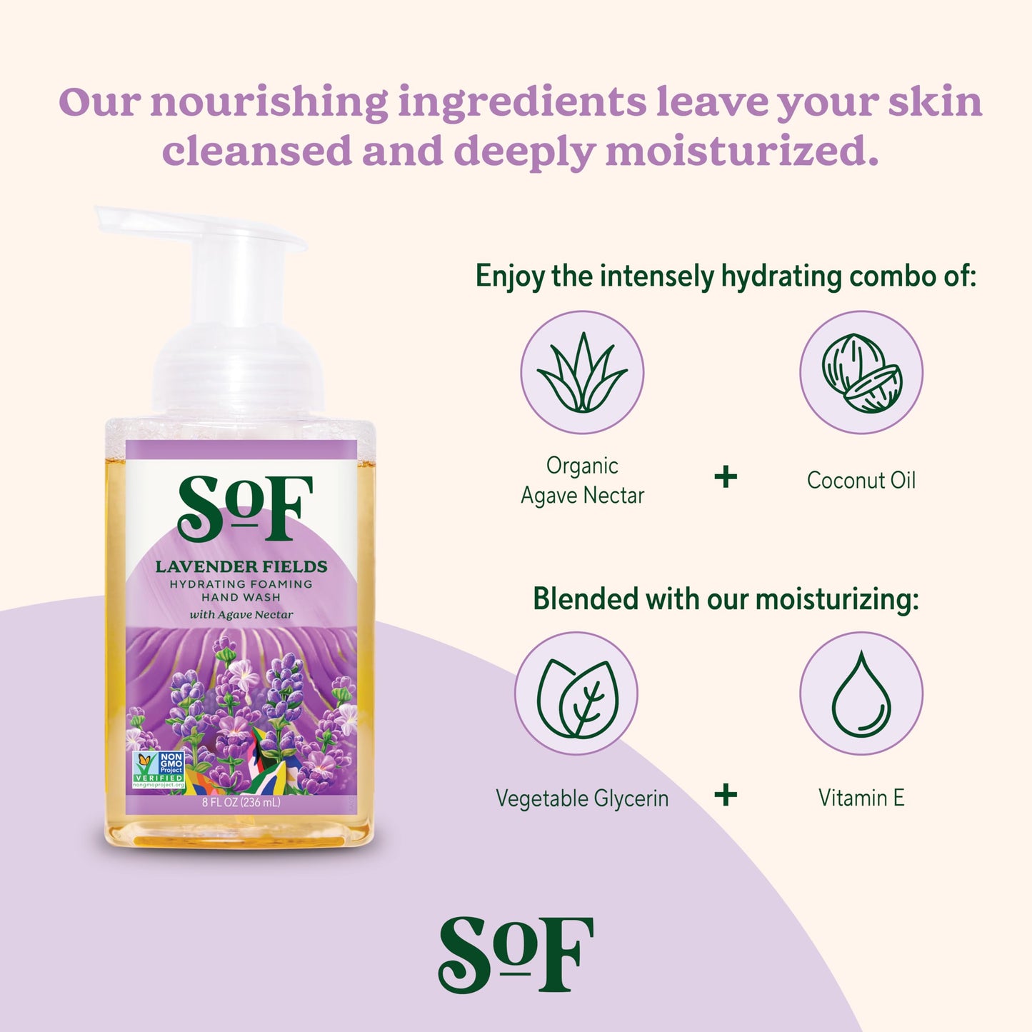 South Of France SoF Hydrating Foaming Hand Wash - With Organic Agave Nectar & Coconut Oil- Vegan & Non GMO- Free From Phthalates, Sulfates & Parabens Beauty & Personal Care South Of France