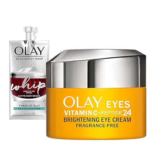 Olay Vitamin C + Peptide 24 Eye Cream, Fragrance-Free, 0.5 oz + Whip Face Moisturizer Travel/Trial Size Gift Set Beauty & Personal Care Olay