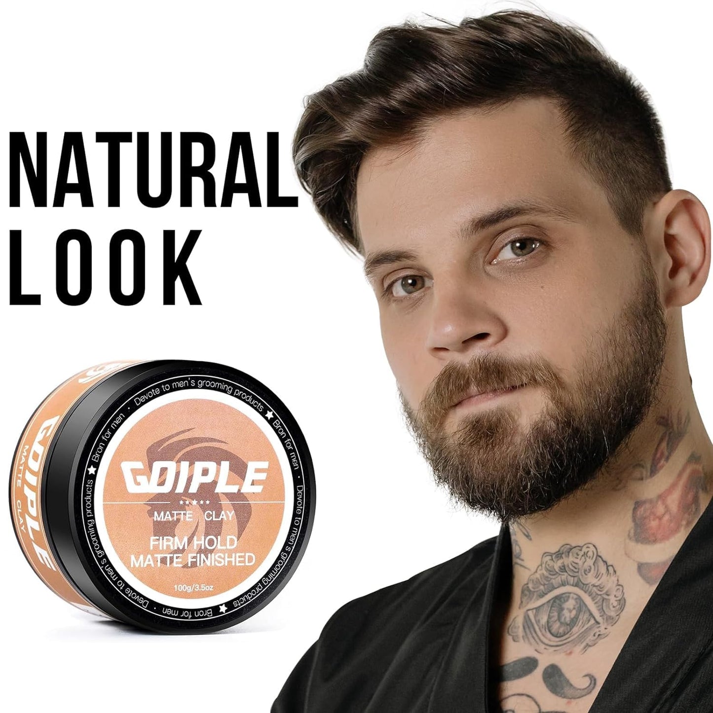 Hair Styling Clay, Matte Finish Hair Paste for Men, Water Based Matte Texture, Clay Pomade Ideal for All Men's Hair Types 100g (3.5oz) Beauty & Personal Care Goiple
