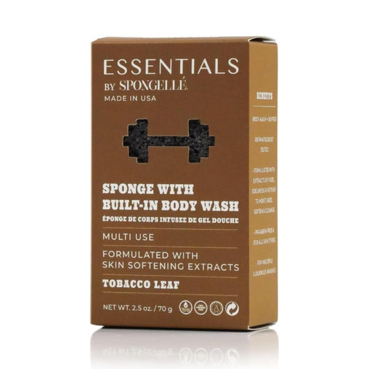 Spongelle Men's Essentials Tobacco Leaf Body Buffer - Bath & Shower Loofah for Men - Cleanse, Exfoliate, and Nourish in one Easy Step - Cruelty-Free Beauty and Personal Care SPONGELLÉ