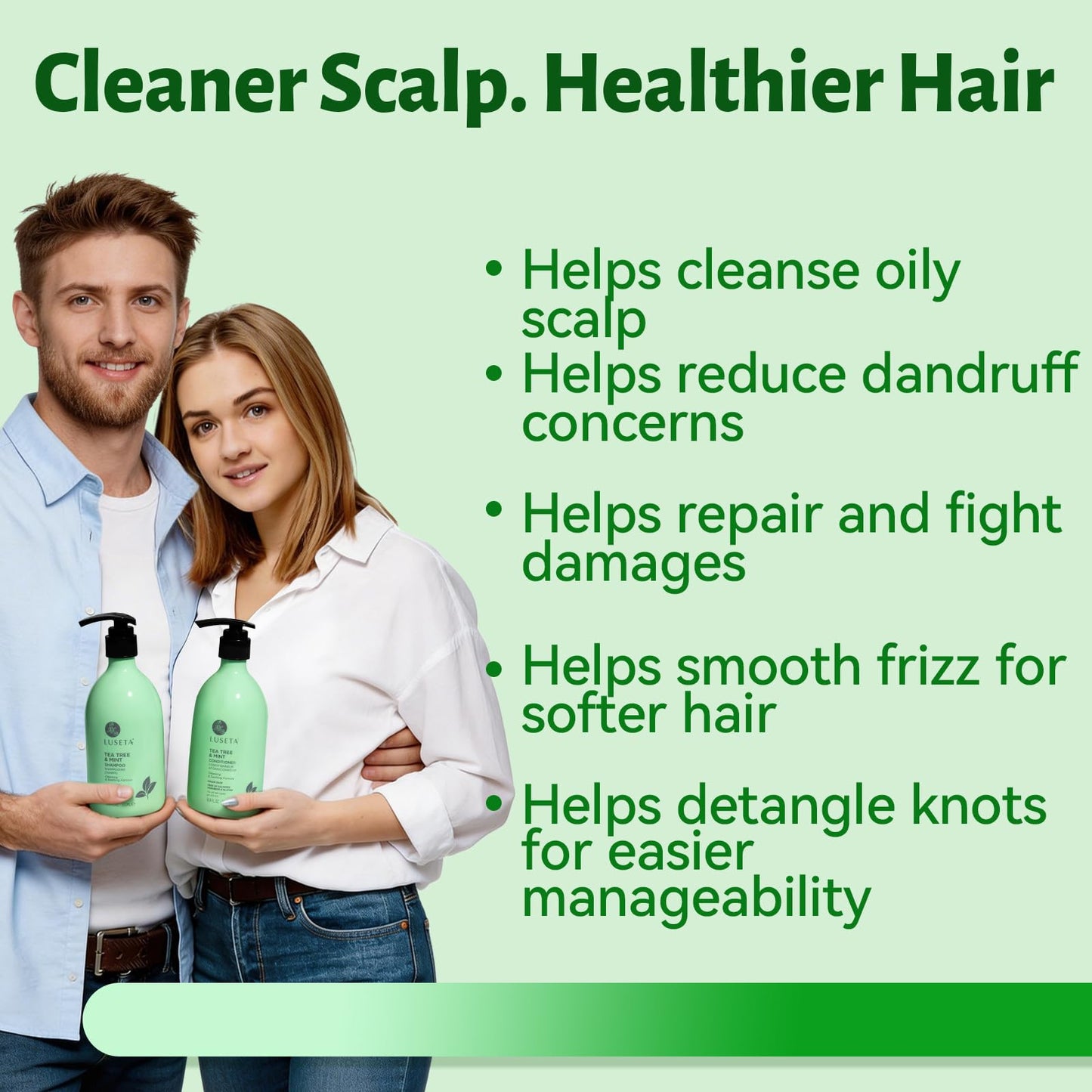 LUSETA Tea Tree Mint Shampoo and Conditioner for Hair Cleaning, Clarifying with Lavender, Tea Tree & Peppermint Oil, Soothe the Scalp, Fight Itchy Beauty & Personal Care L LUSETA