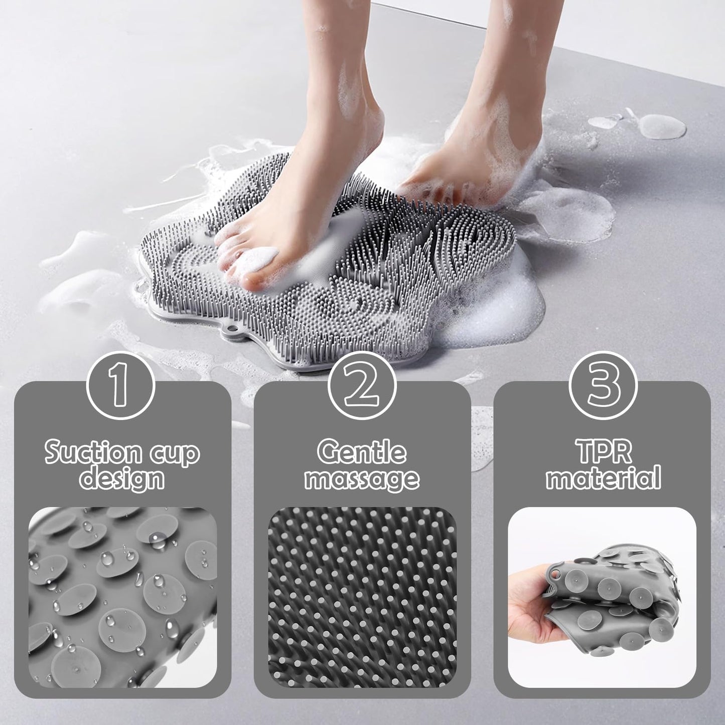 Foot Scrubber in Shower, Shower Foot Scrubber Mat,Silicone Body Scrubber,Back Scrubber with Suction Cups,Shower Body Deep Cleaning Foot Brush Beauty and Personal Care LMMYUN