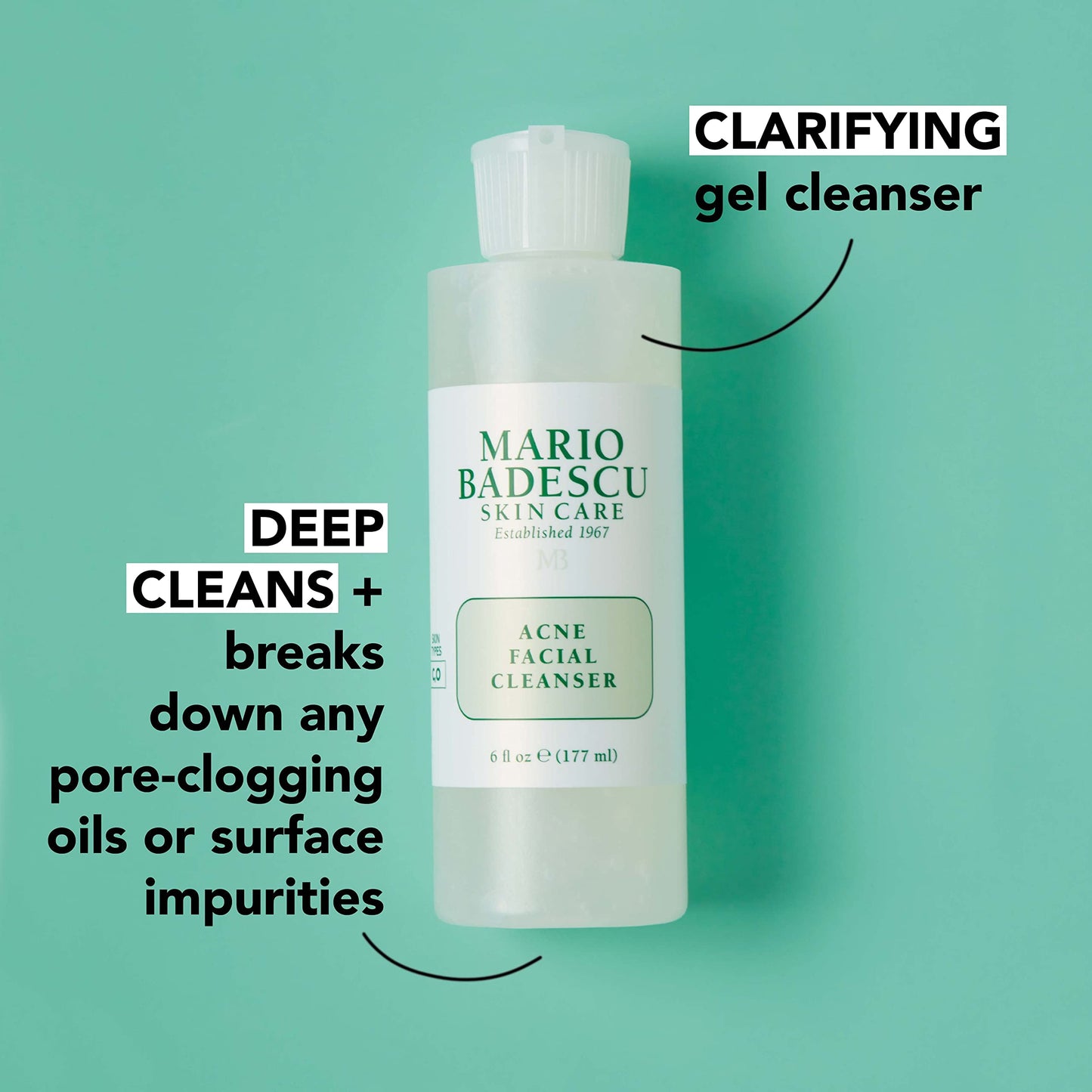 Mario Badescu Acne Facial Cleanser for Combination & Oily Skin, Oil-Free Face Wash with Salicylic Acid & Aloe Vera, Deep Pore Clean, 6 Fl Oz (Pack Beauty & Personal Care Mario Badescu