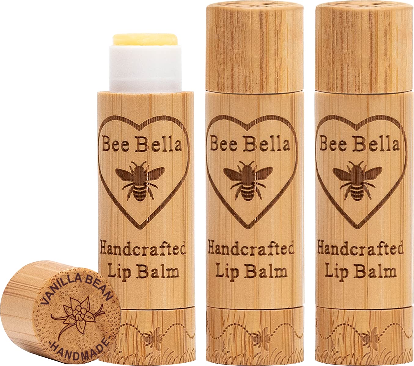 Bee Bella Lip Balm, Vanilla Bean, 3 Pack, Moisturizing Lip Care, 100% Natural, Original Organic Beeswax with Vitamin E, Handmade in USA Beauty & Personal Care BEE BELLA