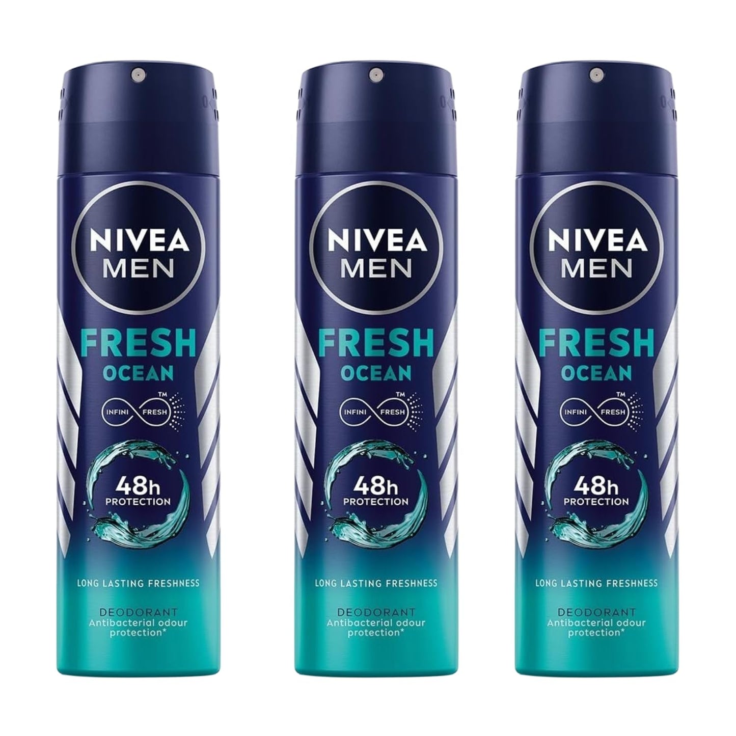 NIVEA MEN Fresh Ocean Deodorant Spray with Ocean Extracts, Long-Lasting Aqua Scent, Odor Protection & Skin Care, 150ml Body Spray for Men, Fresh Beauty and Personal Care NIVEA