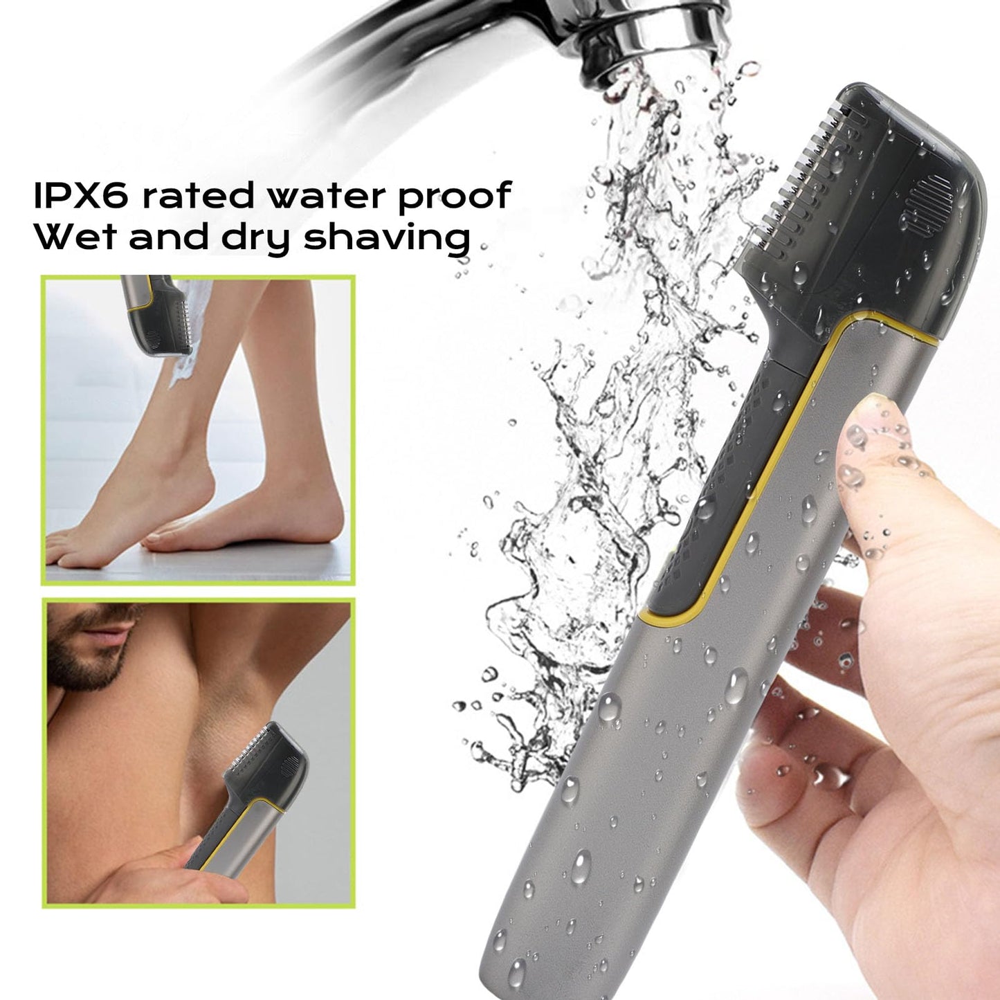 Saluaqui Body Hair Trimmer for Men Extendable Arm Wet Dry Shaving Body Hair Groomer IPX6 Water Proof USB Rechargeable Trimmer for Back Shoulders Chest Beauty and Personal Care Saluaqui