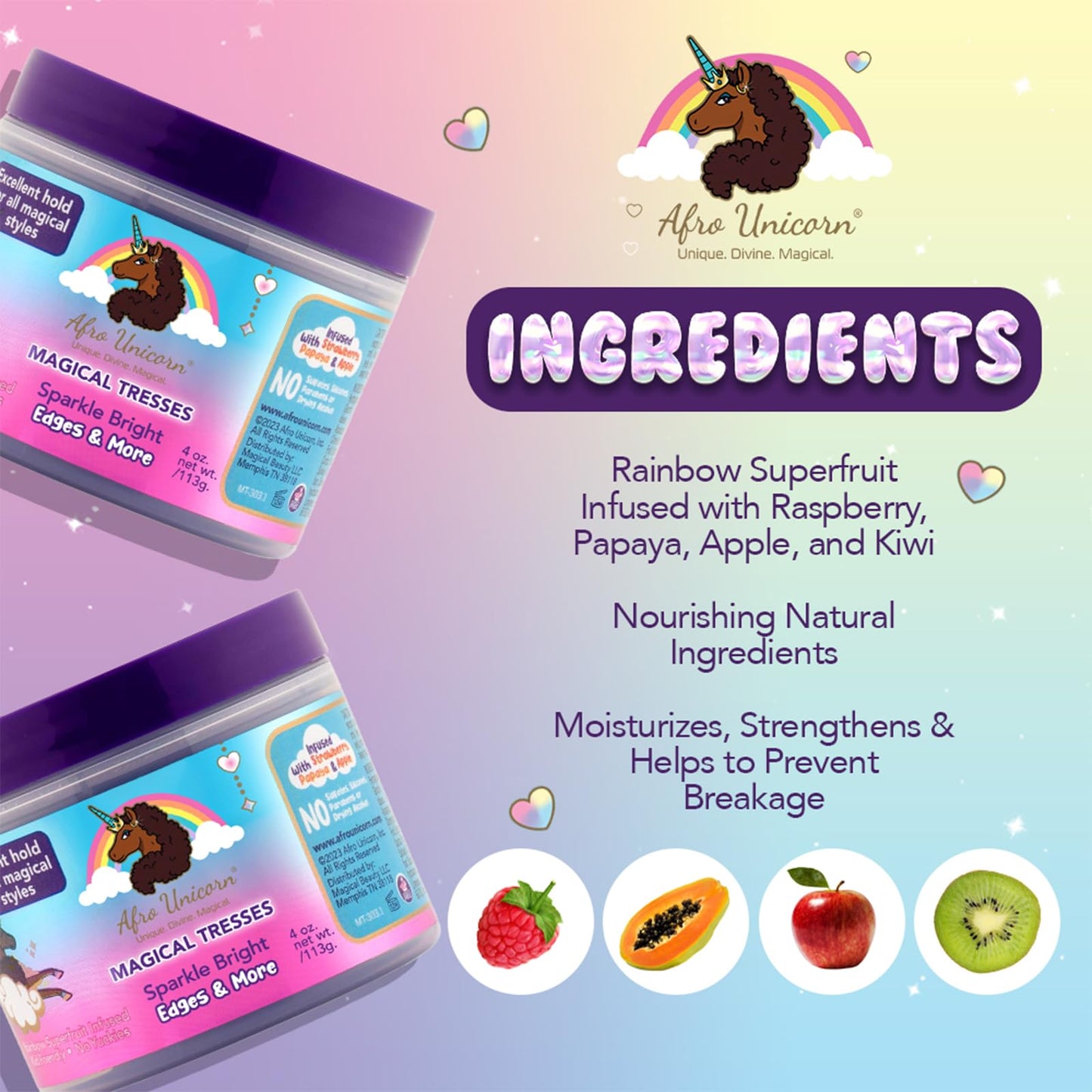 MAGICAL TRESSES by Afro Unicorn - Sparkle Bright Edges & More - Edge Control for Braids, Twists, and Ponytails - Controls Edges and Flyaways, 4 oz Beauty & Personal Care MAGICAL TRESSES