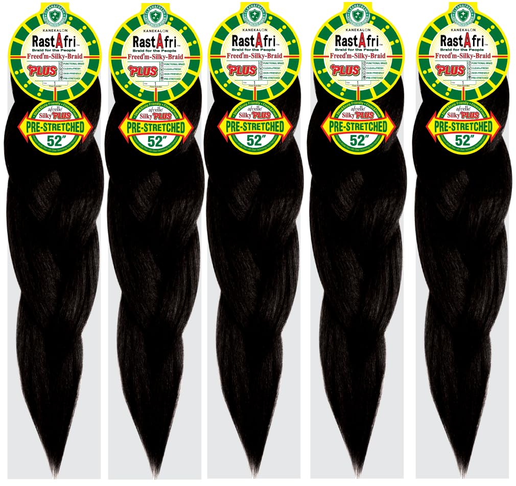 RastAfri Freed'm Silky Braid 24 Inch Pre-Stretched Braiding Hair | 100% Afrelle Modacrylic Fiber from Kanekalon | Soft Lightweight Hair for Box Braids