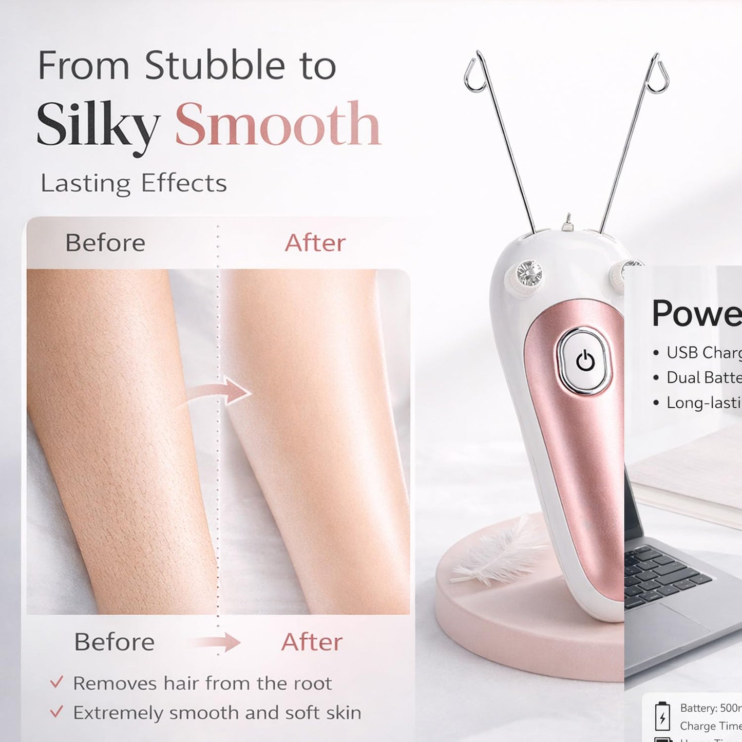 Electric Body Hair Removal,Thread Hair Removal Defeatherer Cotton Thread Epilator,Rechargeable for Epilators Threading-Epilator Epilator for Lady Beauty and Personal Care TARSHYRY