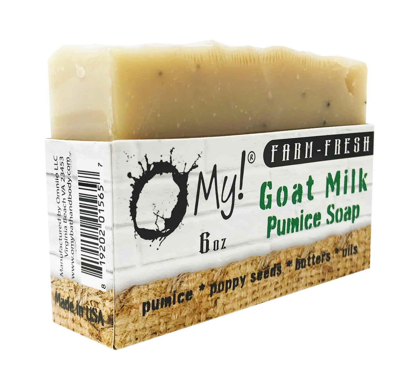 O My! Goat Milk Pumice Soap 6oz | Made with Farm-Fresh Goat Milk | Free of Parabens & More | Handcrafted USA Beauty & Personal Care O My!