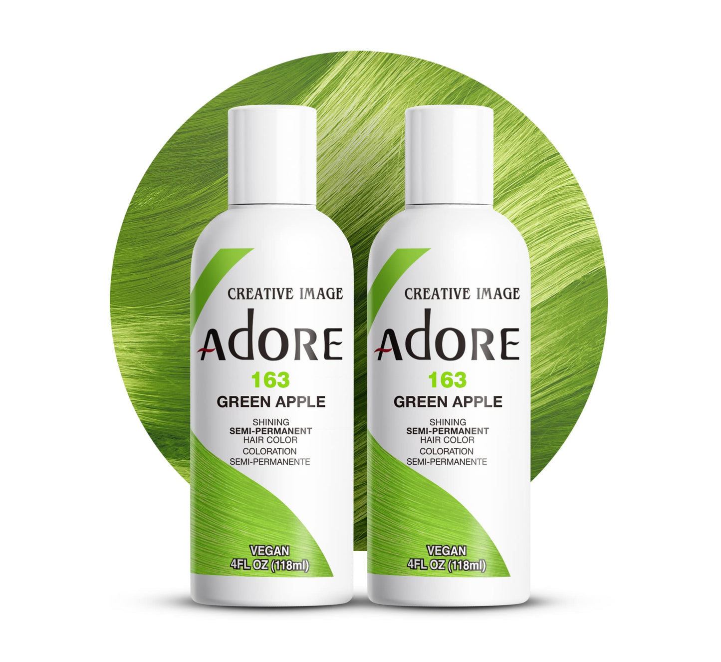 Adore Semi Permanent Hair Color (163 Green Apple) (2 Pack) | Vegan & Cruelty-Free Green Hair Dye | No Ammonia, No Peroxide, No Alcohol | 4 Fl Oz Beauty & Personal Care Adore