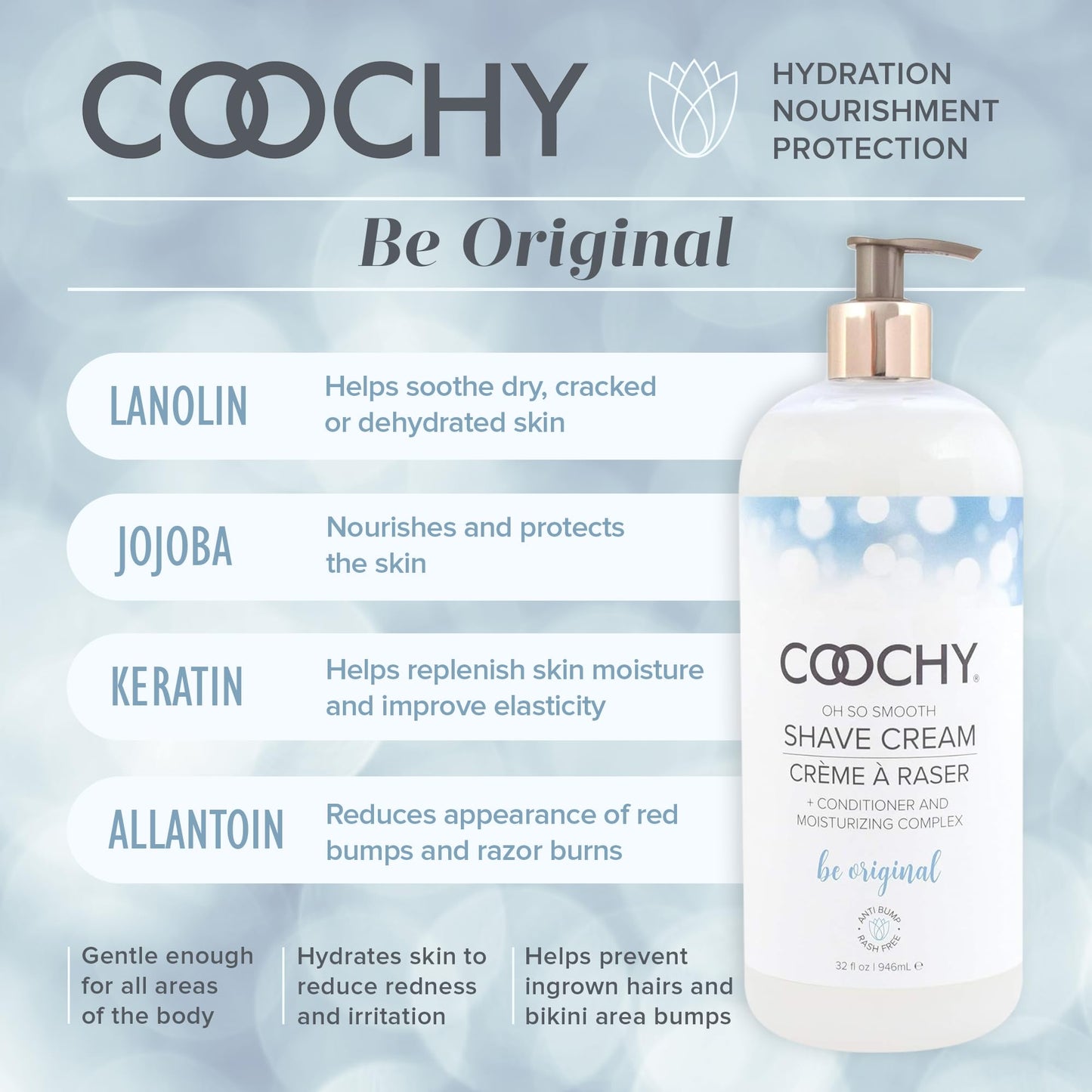 Coochy Intimate Shaving Cream - Shave Conditioner & Moisturizer for Face & Body - Ideal for Sensitive Skin Care, Anti-Bump - Be Original, 32 oz Beauty and Personal Care Coochy