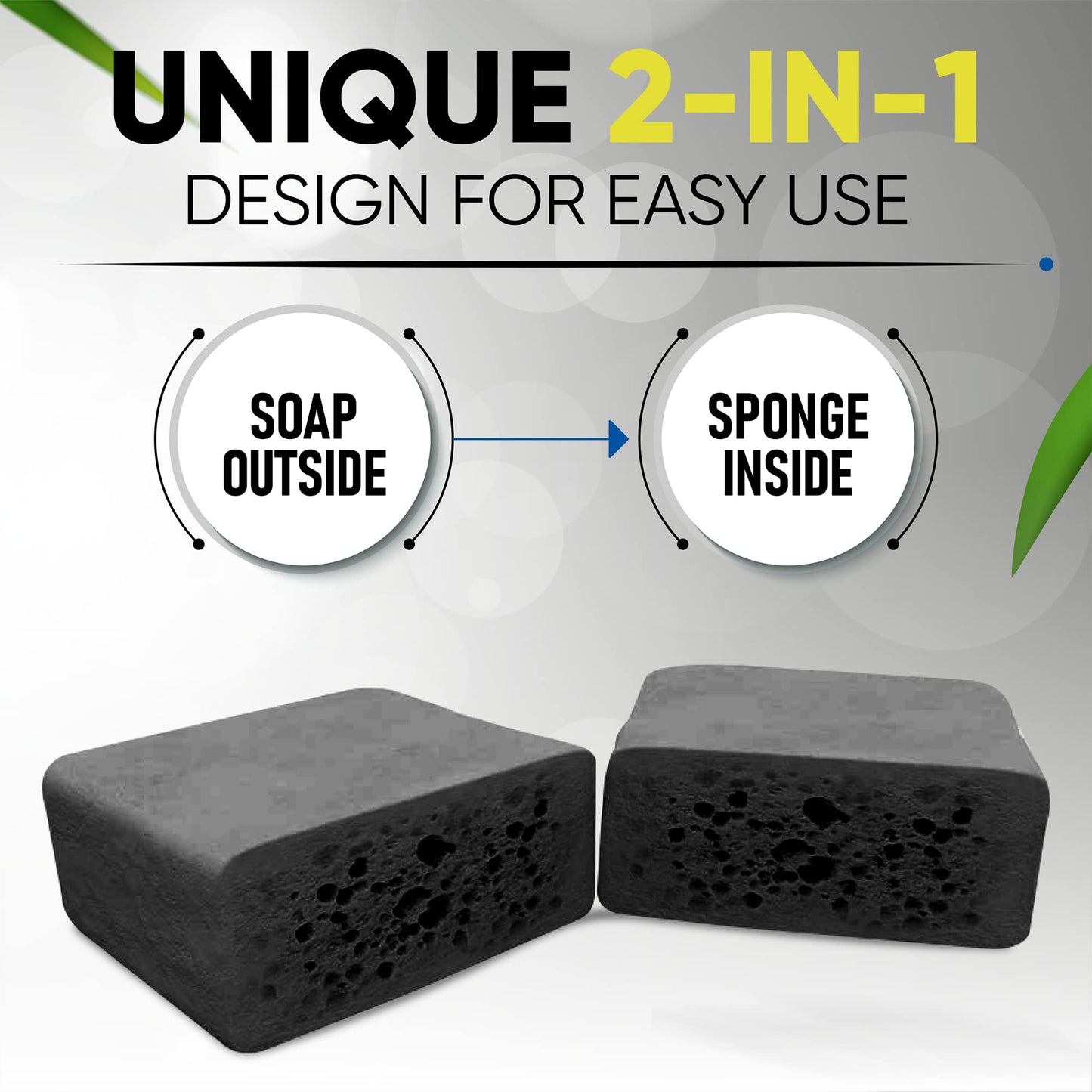 T.Taio Esponjabon Charcoal Soap Sponge - Cleansing Shower Scrubber - Cleaning Bath Wash Scrub - Oil Removal - Massage & Lather Foot, Elbow, & Face Beauty & Personal Care T.TAIO