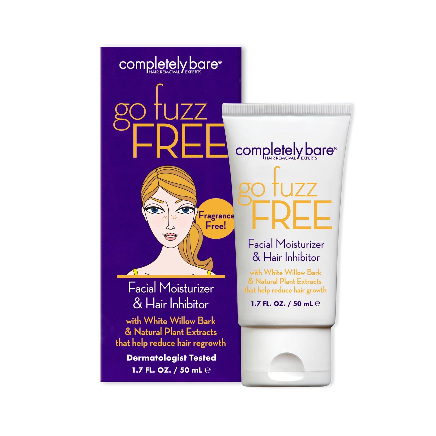 Completely Bare go fuzz FREE | Facial Moisturizer & Hair Inhibitor | Vitamin E | Hair Minimizers | Fragrance Free | 1.7 FL OZ Beauty & Personal Care Completely Bare