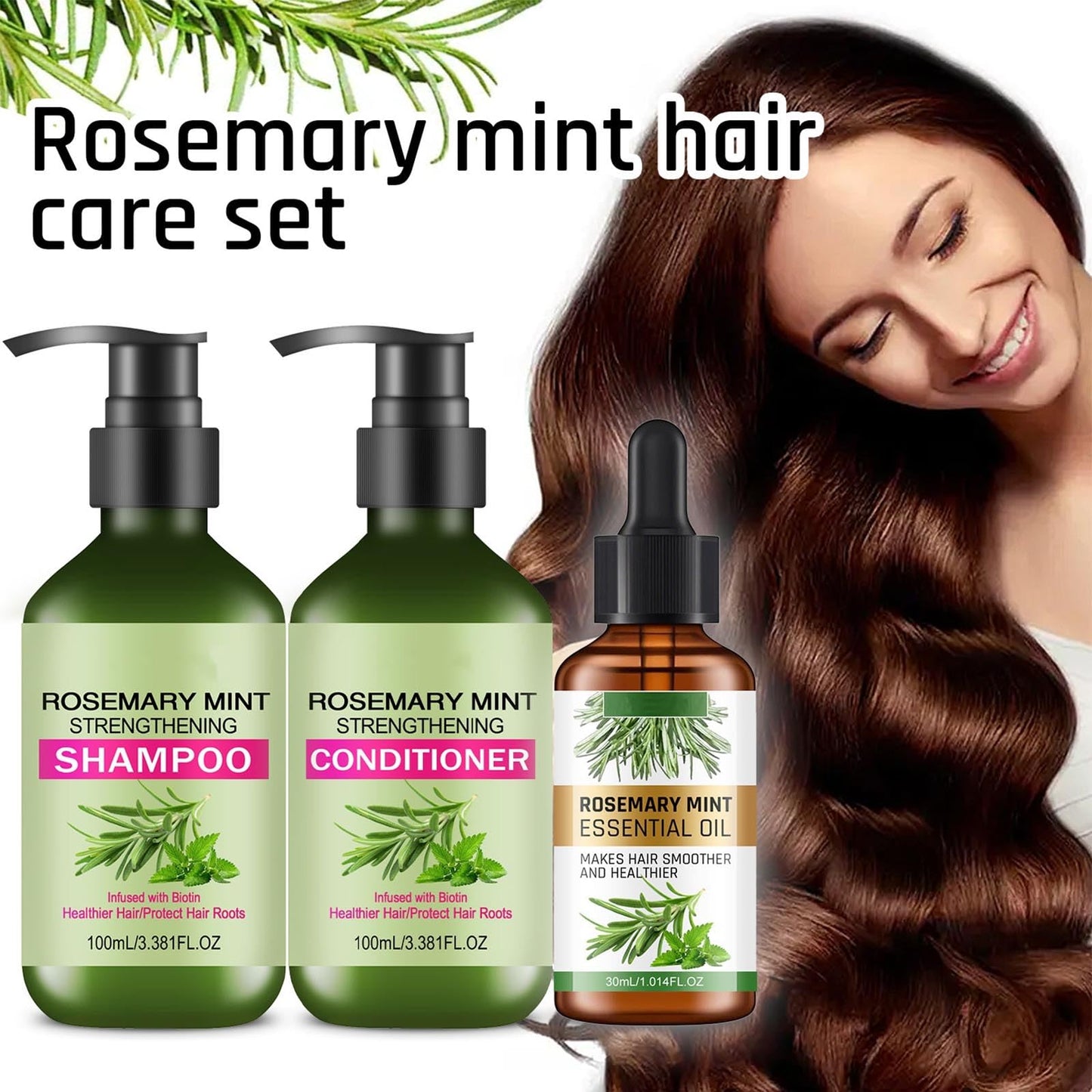 Rosemary Mint Hair Care Shampoo & Conditioner Set, Hair Growth Shampoo, Conditioner, Oil for Gentle Cleansing,Moisture Repair,Frizz Control,Shine Beauty & Personal Care TUOSHITONG