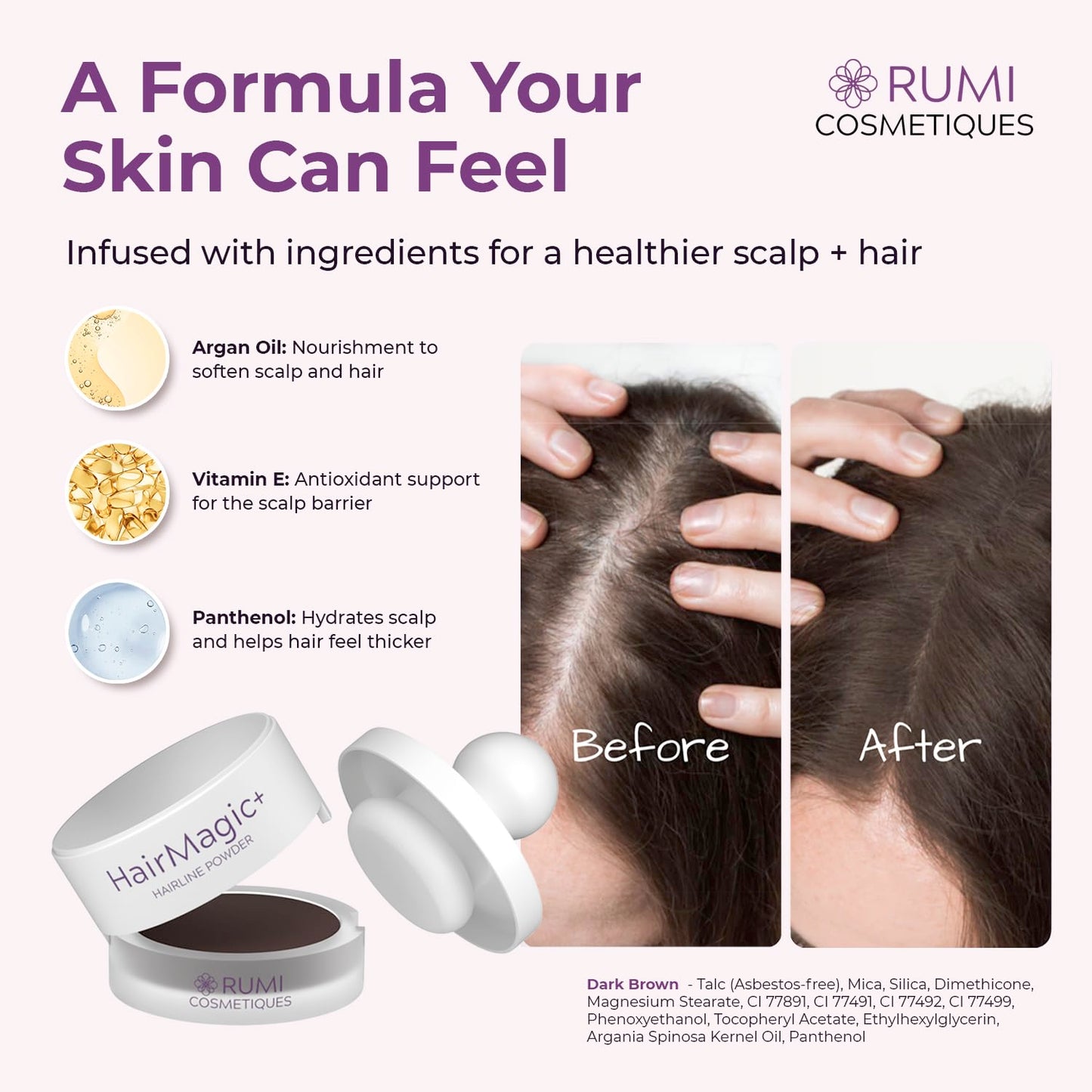 Rumi Cosmetiques HairMagic+ Root Touch Up Powder for Mature Women - Instant Gray Hair Coverage & Hairline Filler - Water-Resistant, Natural Finish Beauty & Personal Care Rumi Cosmetiques
