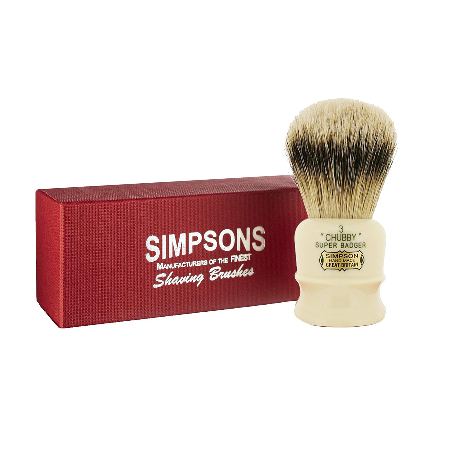 Simpsons Chubby 3 Super Shaving Brush - CH3 Super High Density Knot, Hand-Turned Ivory Handle Simpson Shaving Brushes - Wet Shave Deluxe Thick Beauty and Personal Care Simpson Shaving Brushes