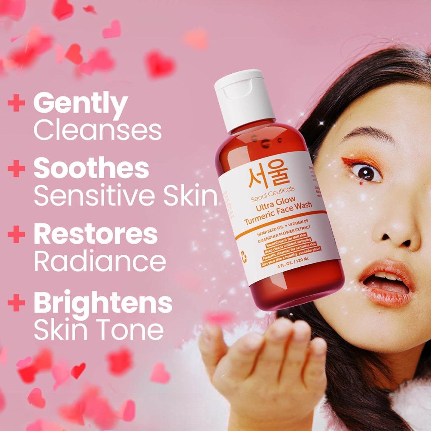 SeoulCeuticals Korean Turmeric Face Wash Cleanser - Vegan Cruelty Free Korean Skincare Facial Cleanser - K Beauty Skin Care for Dry Sensitive Skin 4oz Beauty & Personal Care SeoulCeuticals