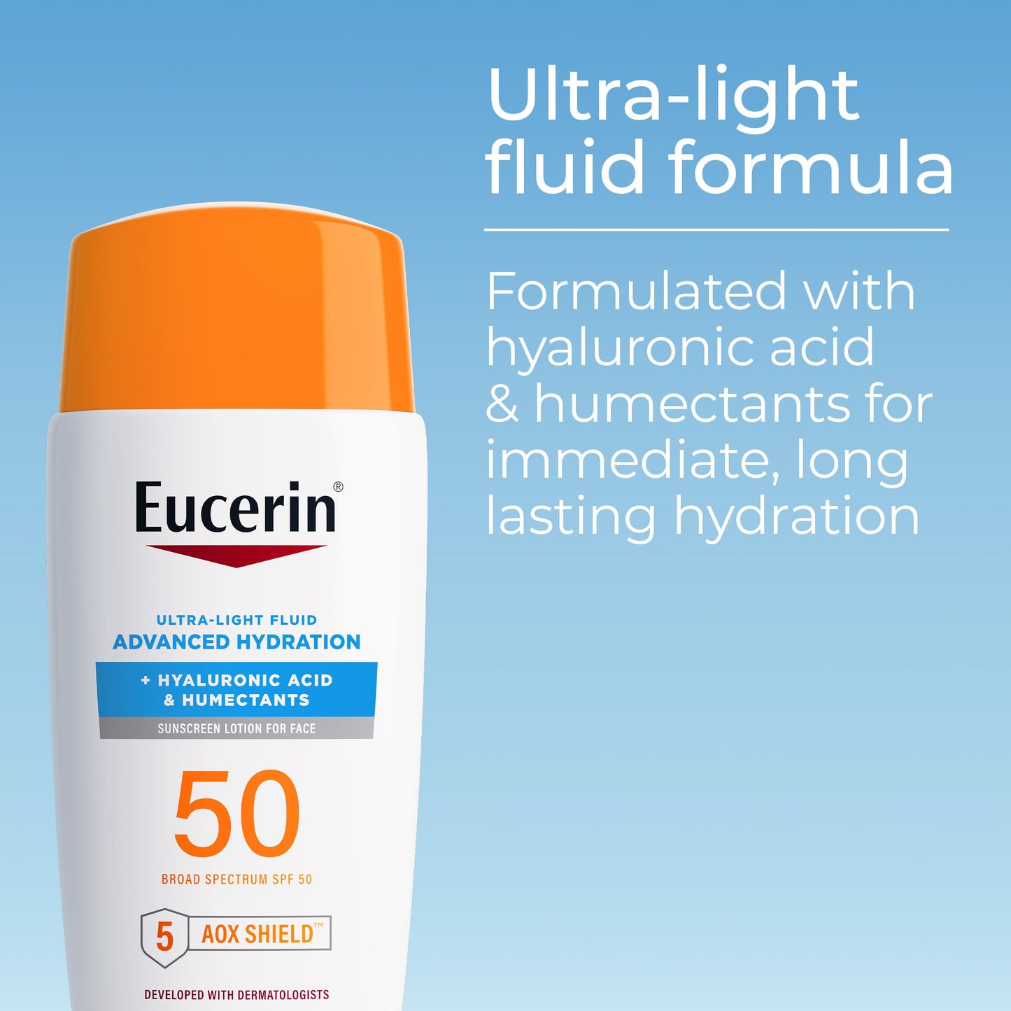Eucerin Sun Advanced Hydration Ultra-Lightweight Face Sunscreen SPF 50 with Hyaluronic Acid & Humectants, Hydrating Sunscreen for Face, Non Beauty & Personal Care Eucerin