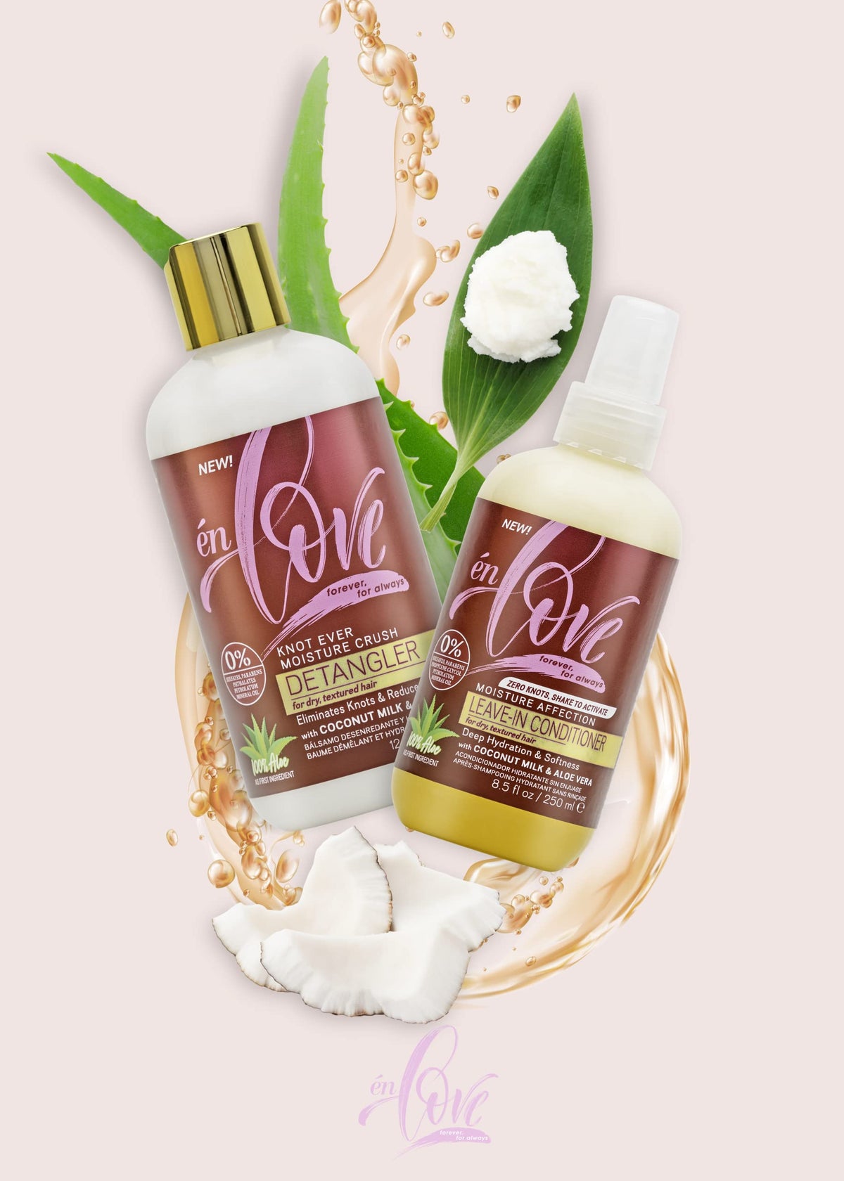Knot Ever Moisture Crush Detangler for Curly & Coily Hair | Aloe Vera First + Coconut Milk | Pre-Shampoo | Instant Slip for Type 2A-4C |