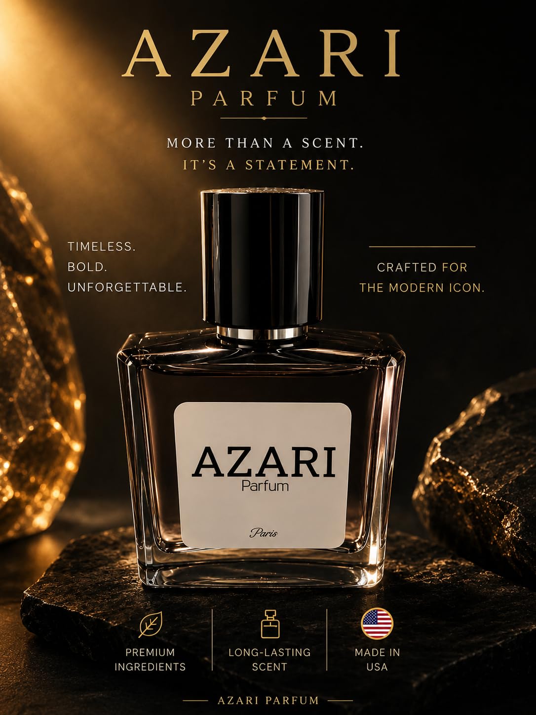 Inspired by Imagination Perfume for Men, Extrait de Parfum, Long Lasting Citrus Ginger Fragrance, Fresh Spicy Scent, Travel Size Luxury Men's Beauty & Personal Care Azari Parfum