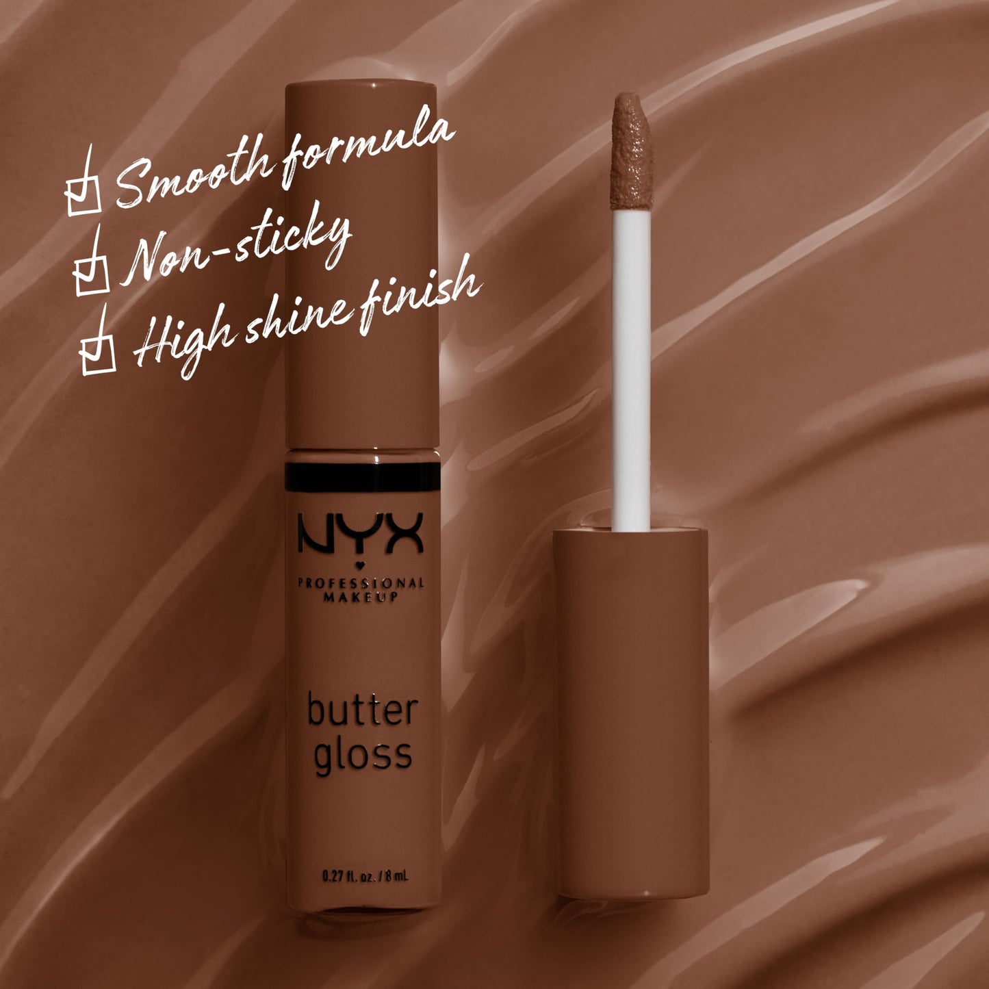 NYX PROFESSIONAL MAKEUP Butter Gloss Brown Sugar, Non-Sticky Lip Gloss - Fudge Me (Warm Brown) Beauty & Personal Care NYX PROFESSIONAL MAKEUP